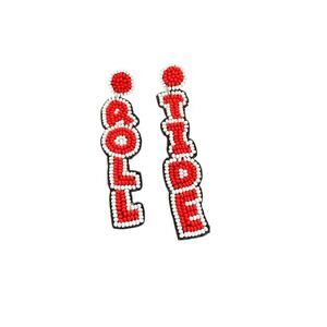 Roll Tide Beaded Earrings - Alabama Earrings - Game Day Earrings
